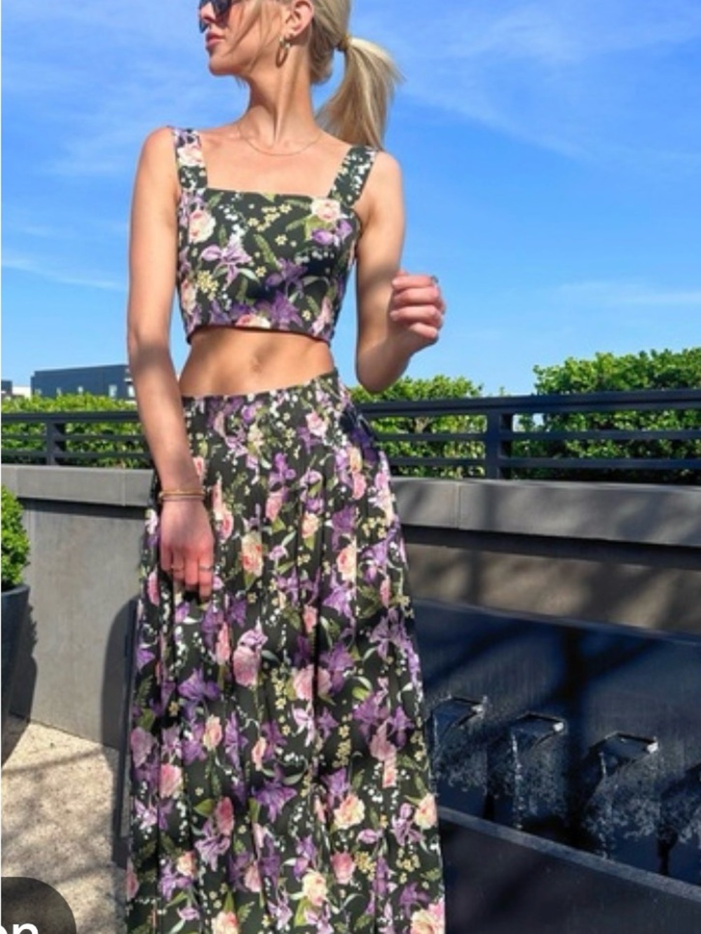 Avis Bendita floral set - cropped tank with flowy wide leg pants - NWT (S/M)